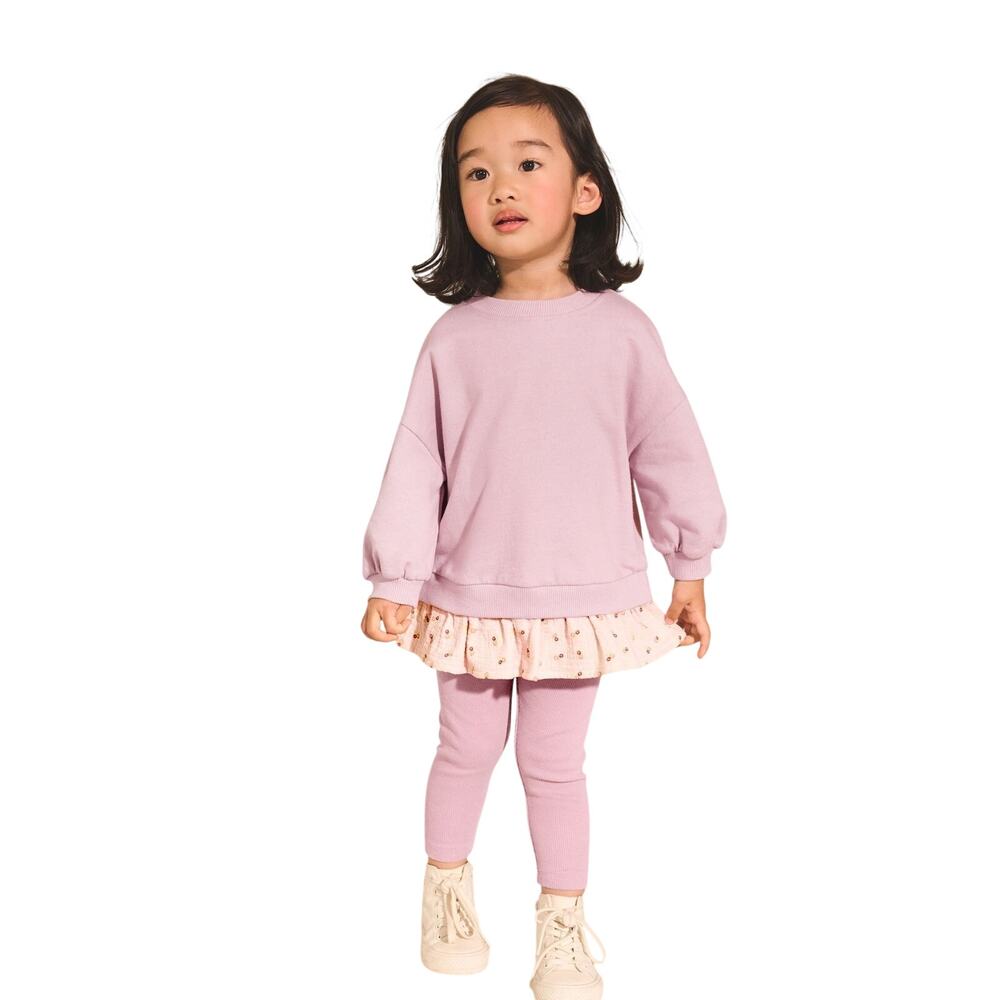 NEXT Baby Girls Pink Sweatshirt & Leggings Set 12-18M Cherry Ruffle Hem